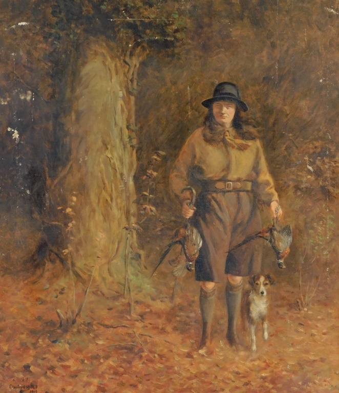 1919 ENGLISH FEMALE PHEASANT HUNTER
