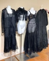 1920s black lace and gauze fla