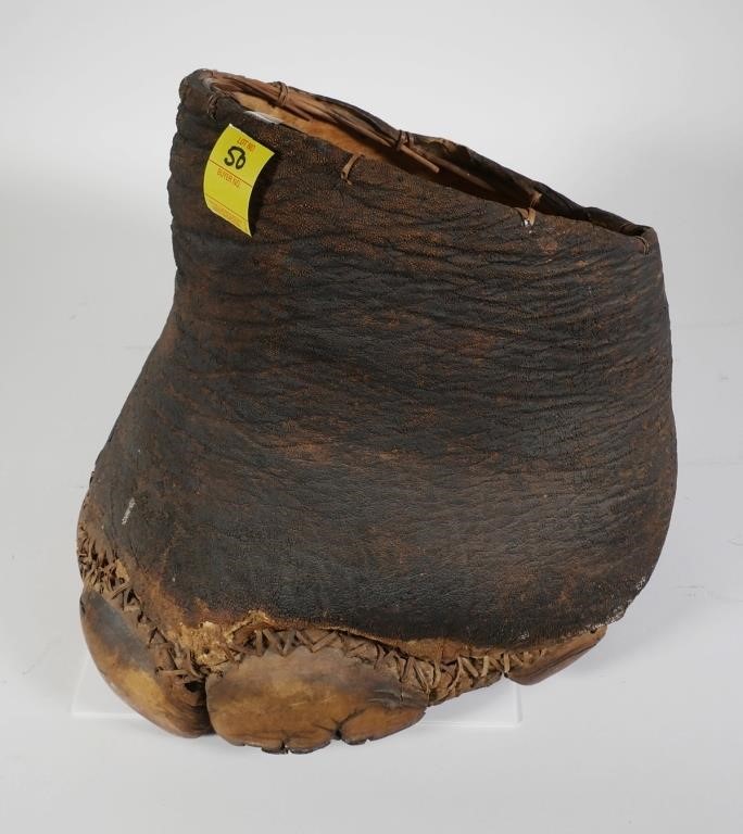 1920S ELEPHANT FOOT BASKET OR