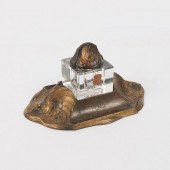 1920S POLISH INKWELL, BRONZE &