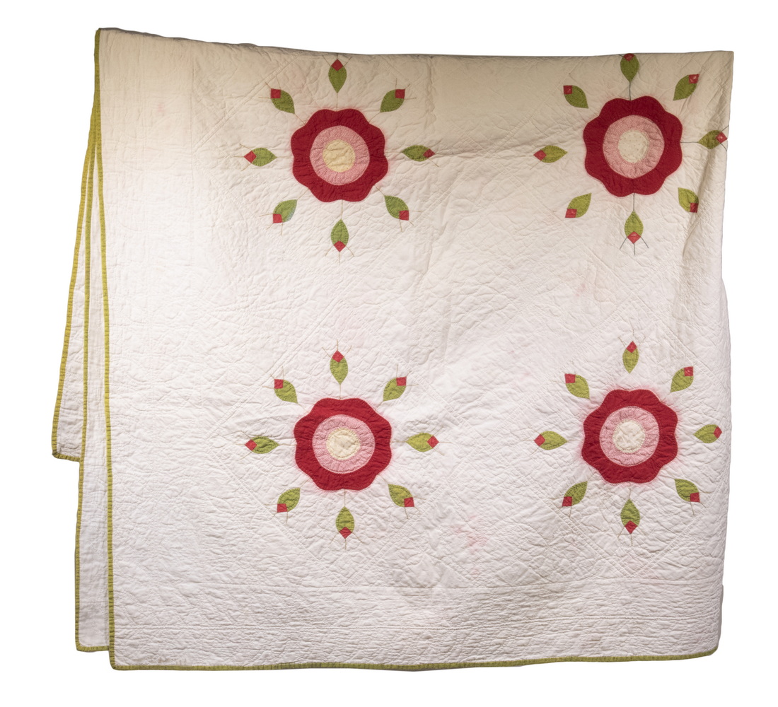 1920S ROSE APPLIQUE COTTON SUMMER