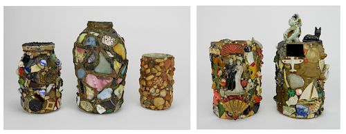 19/20TH C. 3 MEMORY VASES AND