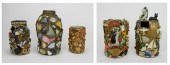 19/20TH C. 3 MEMORY VASES AND
