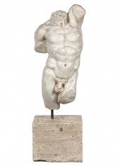 19/20TH C. MARBLE MALE TORSO O