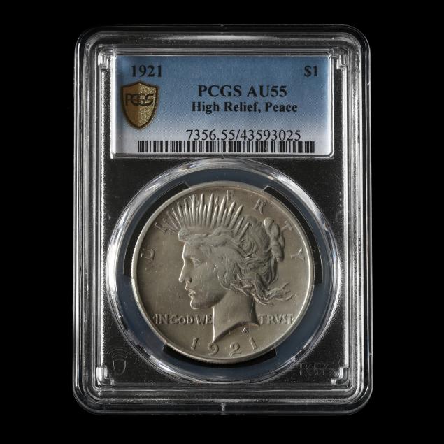 1921 PEACE SILVER DOLLAR, PCGS AU55