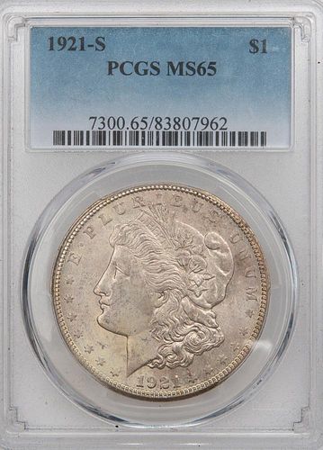 1921-S MORGAN SILVER DOLLAR, PCGS