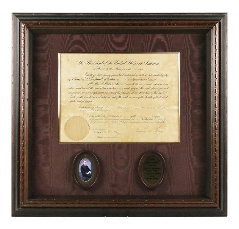 1924 COMMISSION SIGNED BY CALVIN