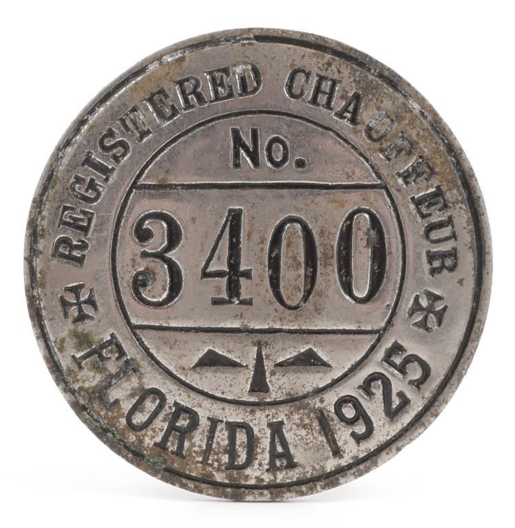 1925 FLORIDA CHAUFFEUR BADGE