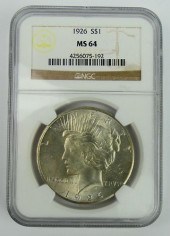 1926 GRADED MS64 U.S. PEACE SI