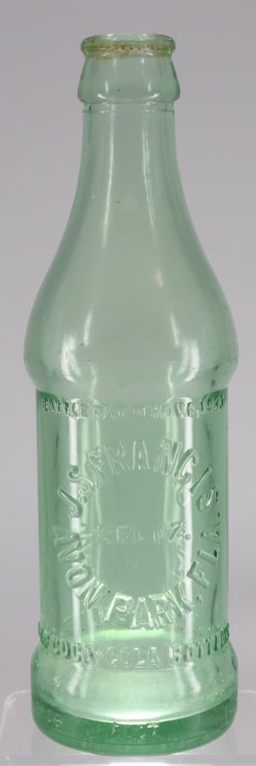1926 GREEN GLASS SODA BOTTLE,