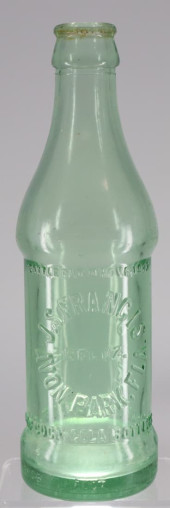 1926 GREEN GLASS SODA BOTTLE,