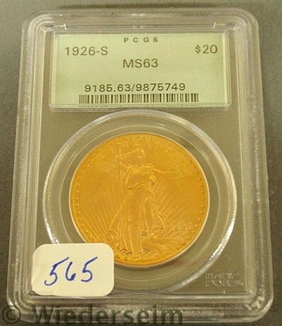 1926-S Twenty dollar gold St.
