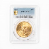 1927 $20 ST GAUDENS "DOUBLE EA