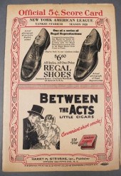 1928 SCORE CARD, BABE RUTH & L