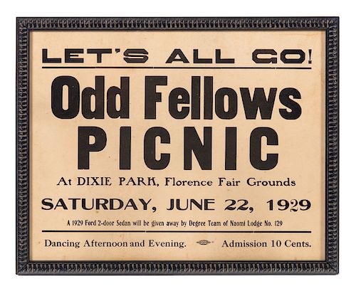 1929 ODD FELLOWS PICNIC 10 CENT