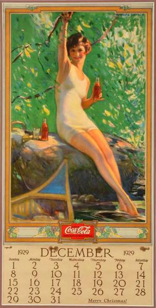 1930 Coca-Cola Calendar.  Matted