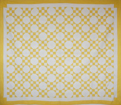 1930S YELLOW AND WHITE 9-PATCH IN A