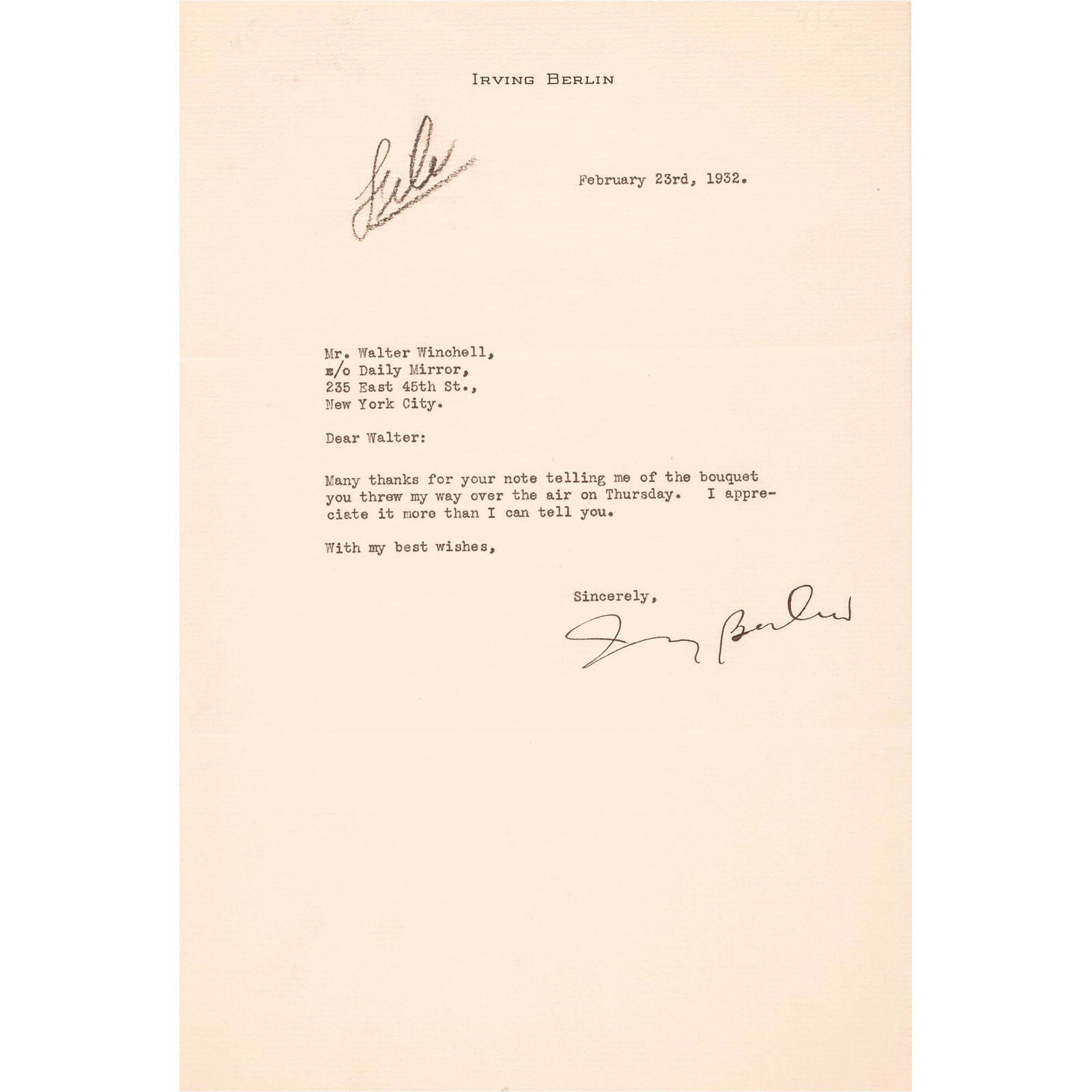 1932 TYPED LETTER BOLDLY SIGNED