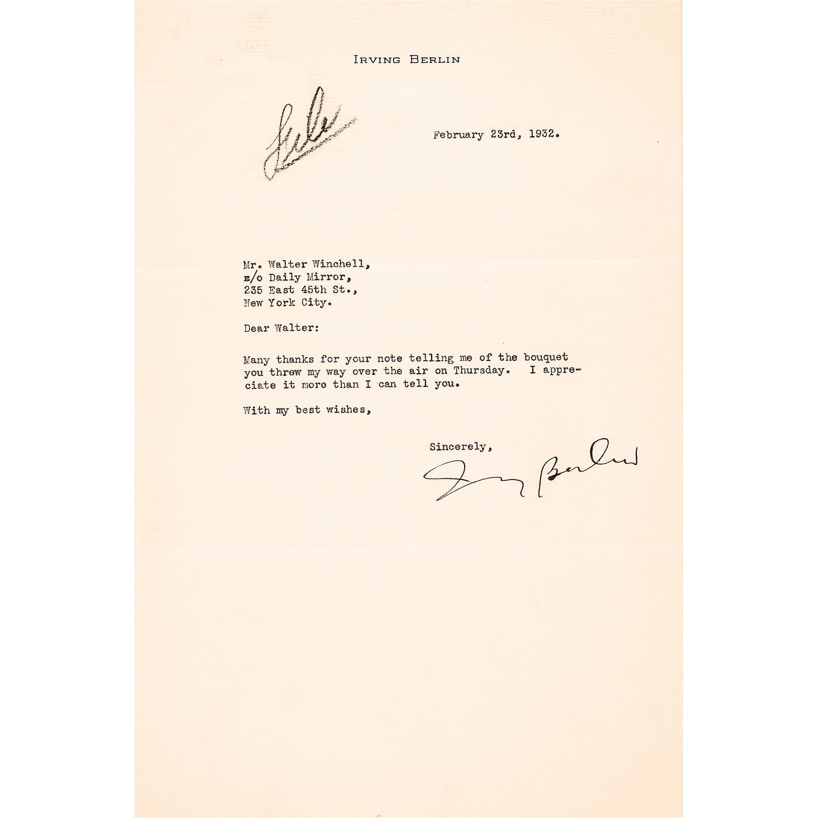 1932 TYPED LETTER BOLDLY SIGNED