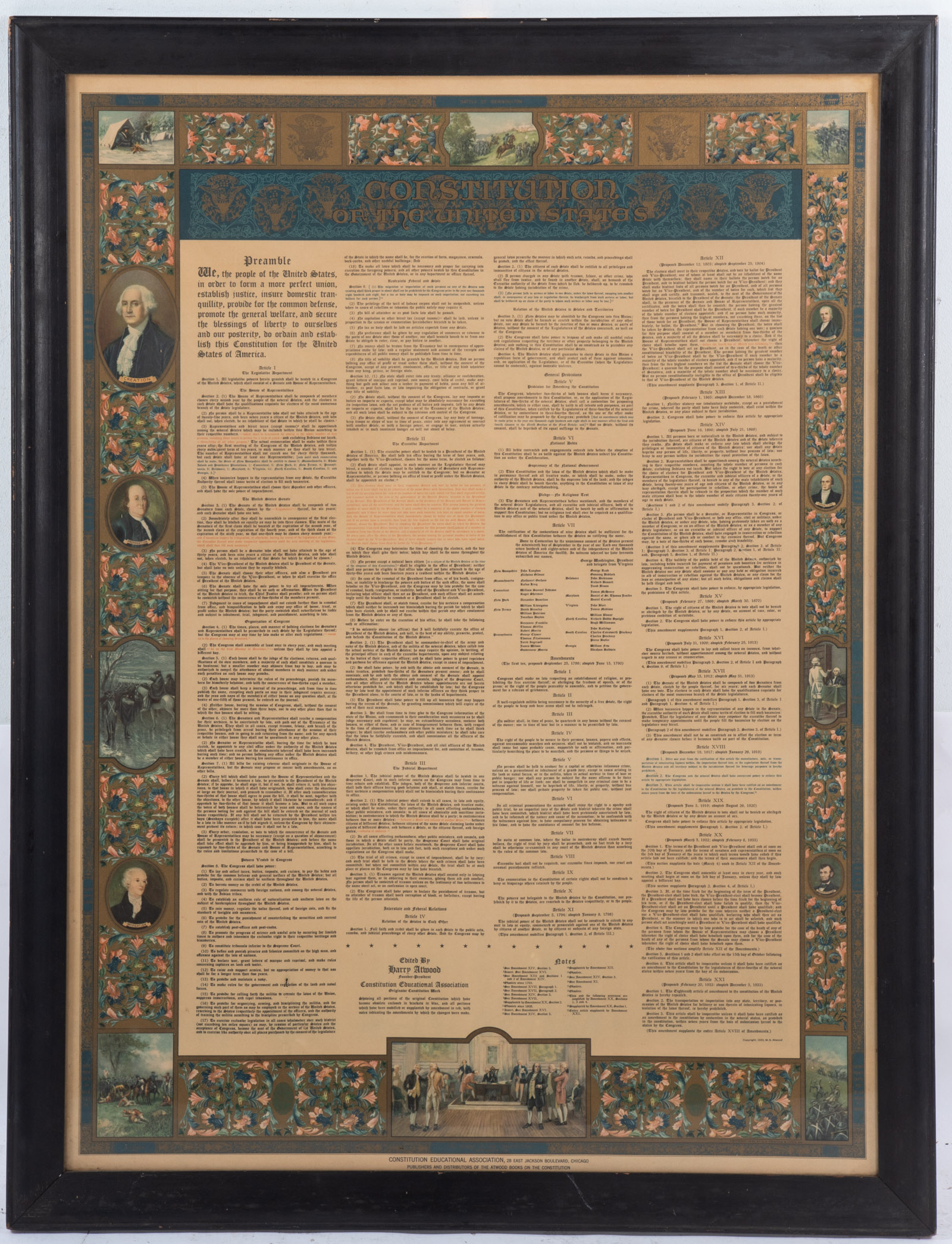 1933 CHROMOLITHOGRAPH OF THE U.S.