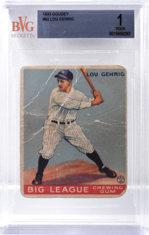 1933 GOUDEY BASEBALL #92 LOU GEHRIG