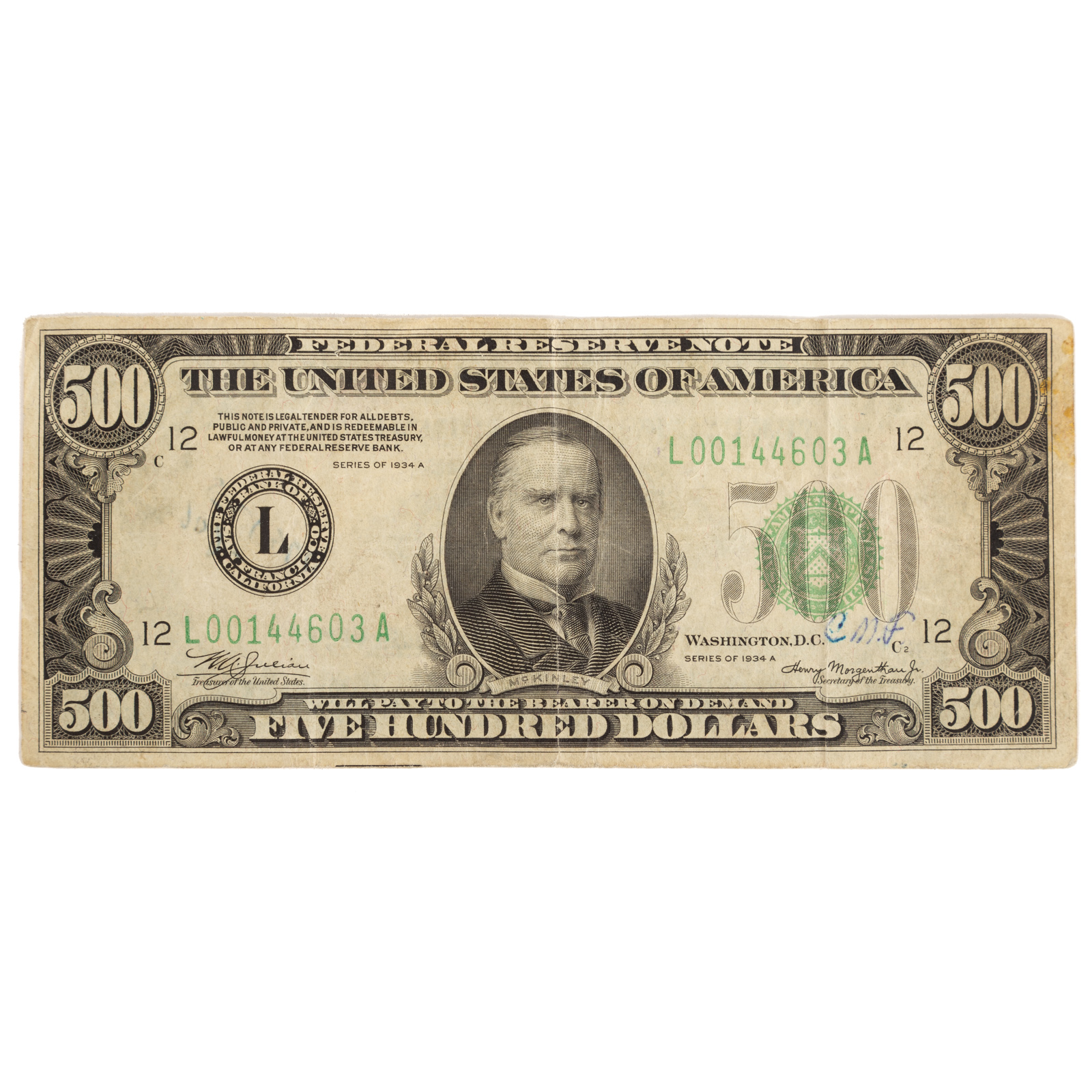1934A $500 FEDERAL RESERVE NOTE