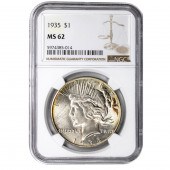 1935 PEACE DOLLAR NGC MS62 193