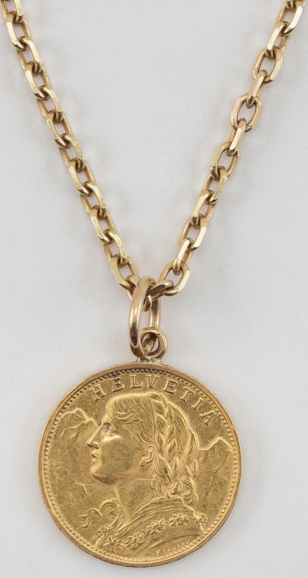 1935 SWISS 20 FRANC GOLD COIN