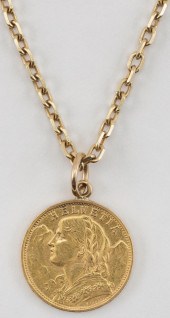 1935 SWISS 20 FRANC GOLD COIN