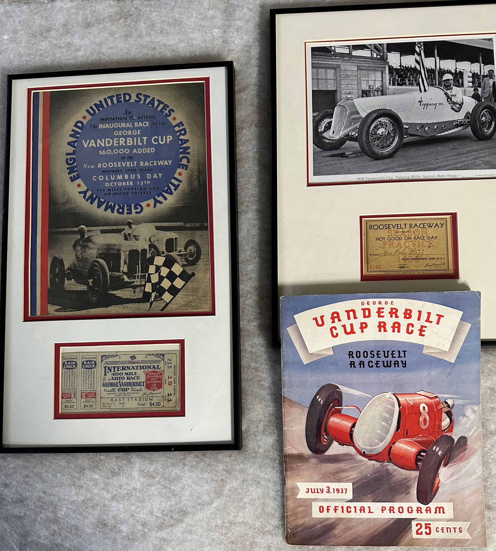 1936 - 1937 VANDERBILT RACE ITEMS -