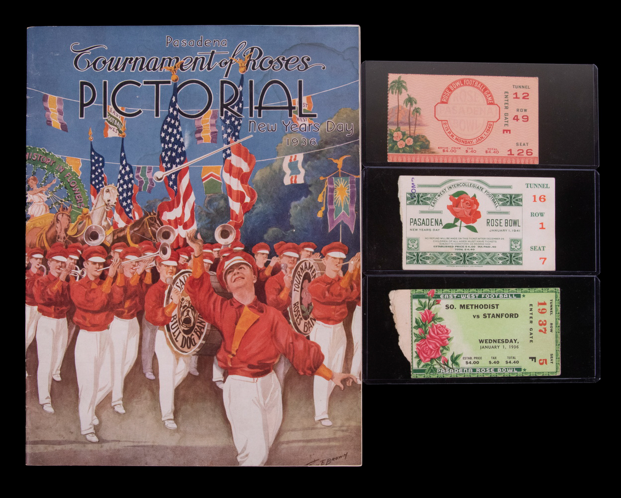 1936 ROSE BOWL PROGRAM WITH TICKETS