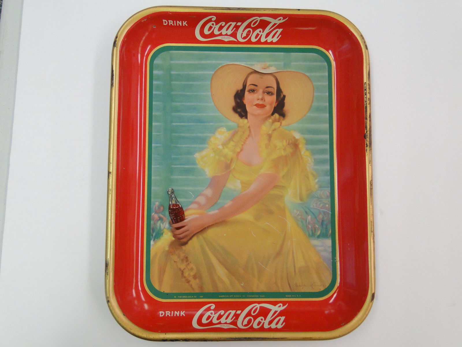 1938 COCA-COLA SERVING TRAYwoman in
