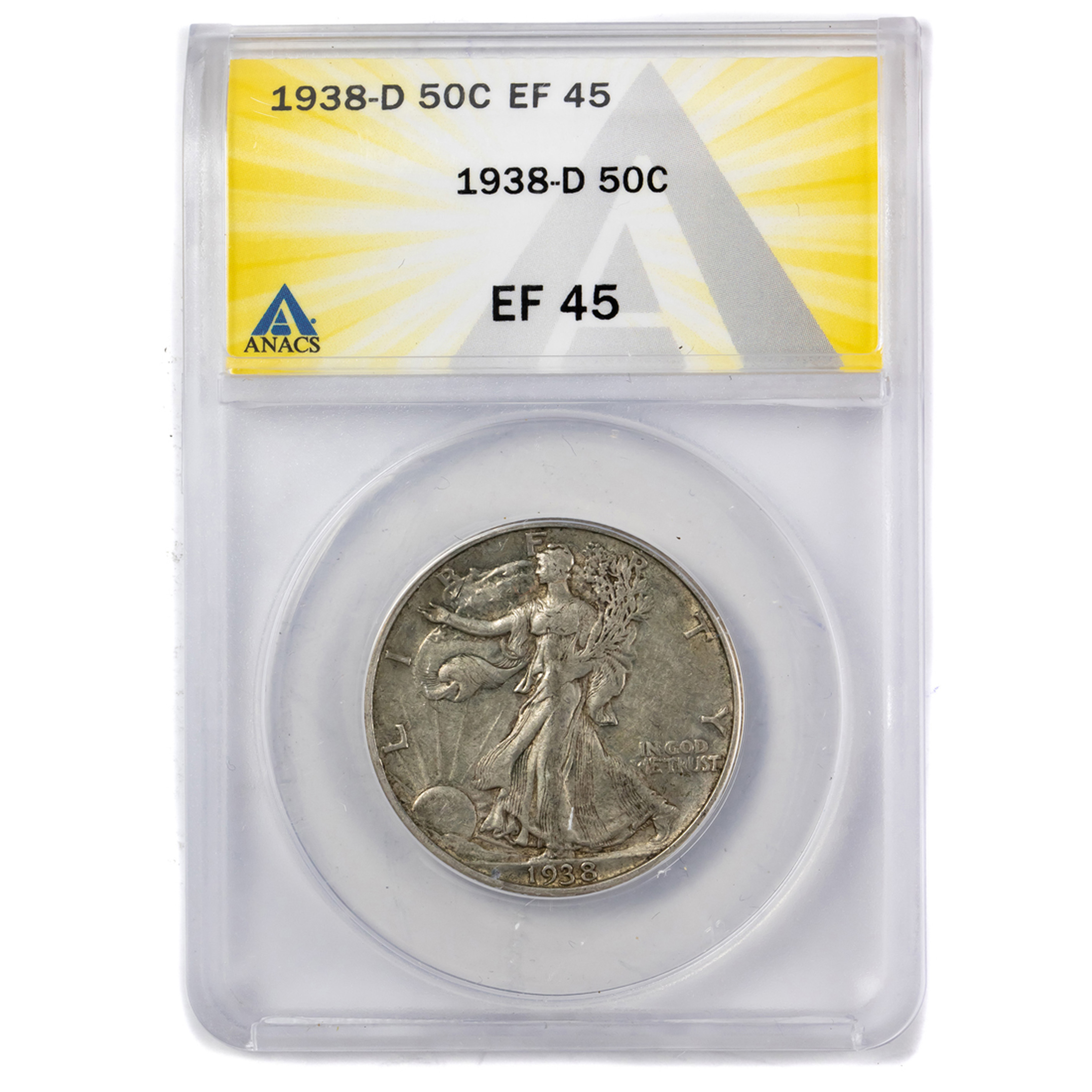1938D WALKING LIBERTY 50 CENT ANACS