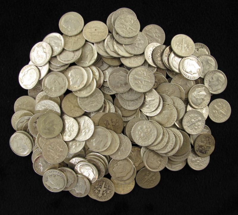 (194) mostly Roosevelt Silver Dimes