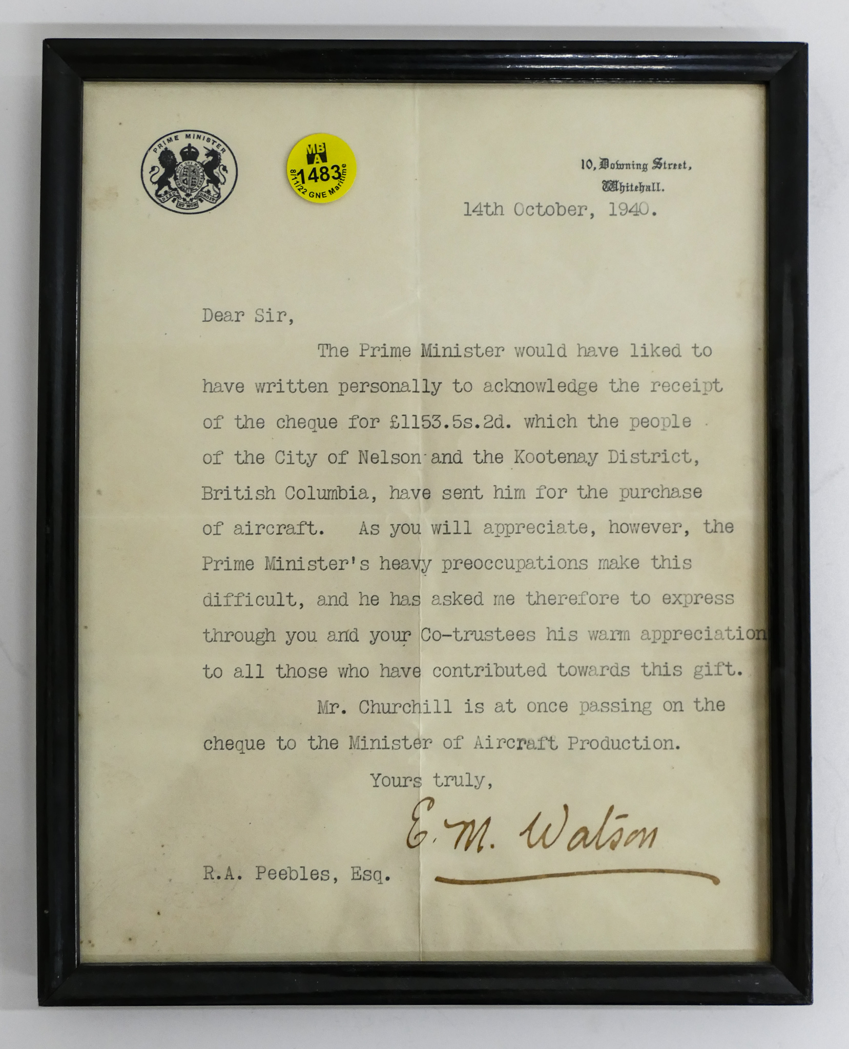 1940 English Prime Minister