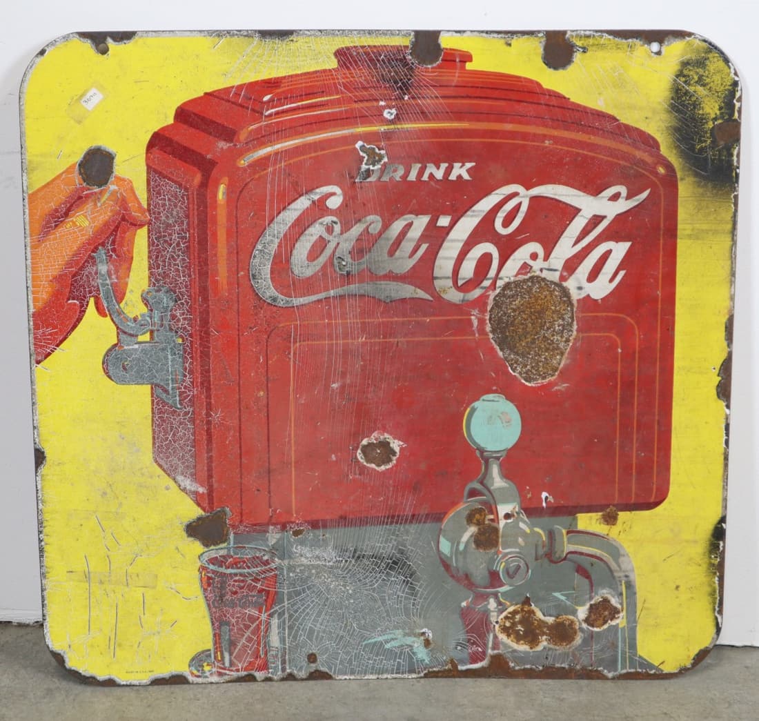 1940'S DOUBLE SIDED DRINK COCA COLA