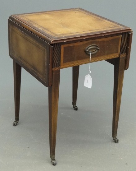 1940's leather top stand. 27'' Ht.