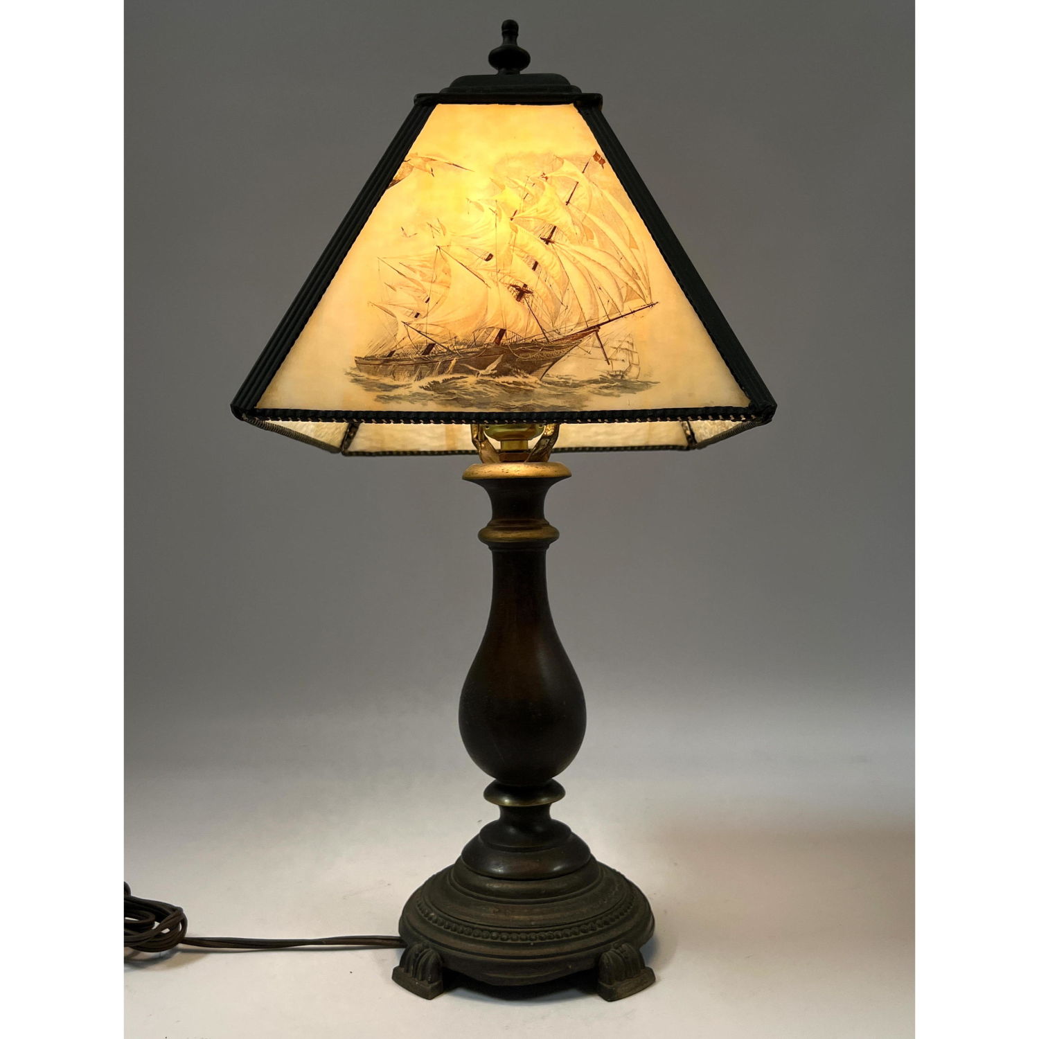 1940's slag glass lamp with painted