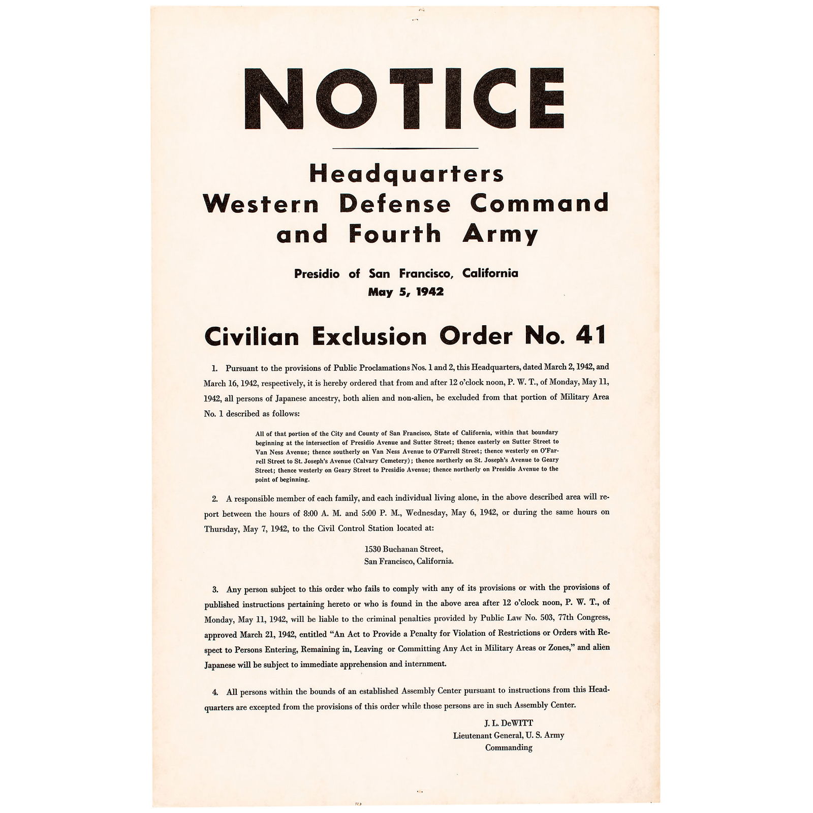 1942 JAPANESE INTERNMENT ORDER US