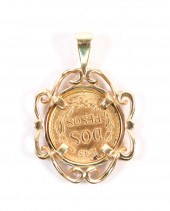 1945 DOS PESOS GOLD COIN PENDA