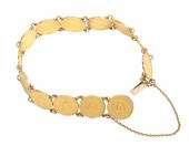 1945 Gold 2 Peso link bracelet