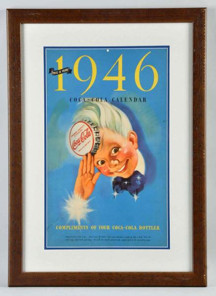 1946 Coca-Cola Calendar.  Framed