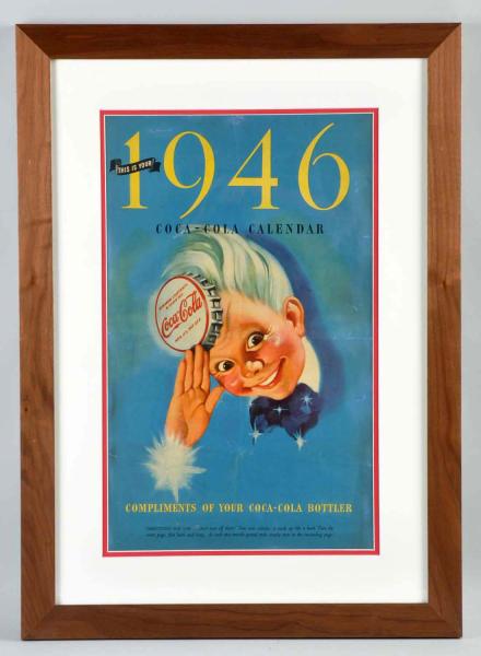 1946 Coca-Cola Calendar.  Framed