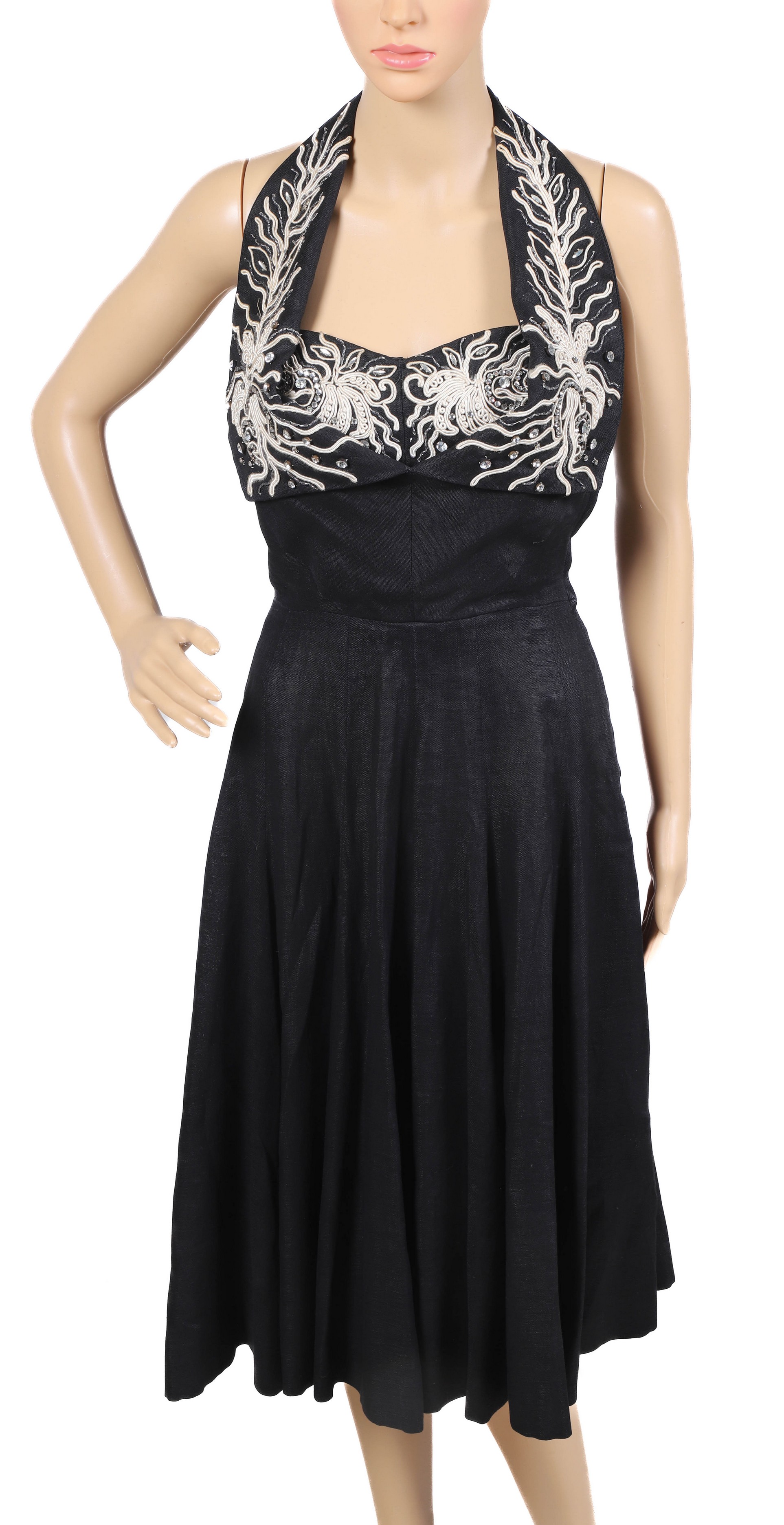 1950's Linen Rhinestone and
