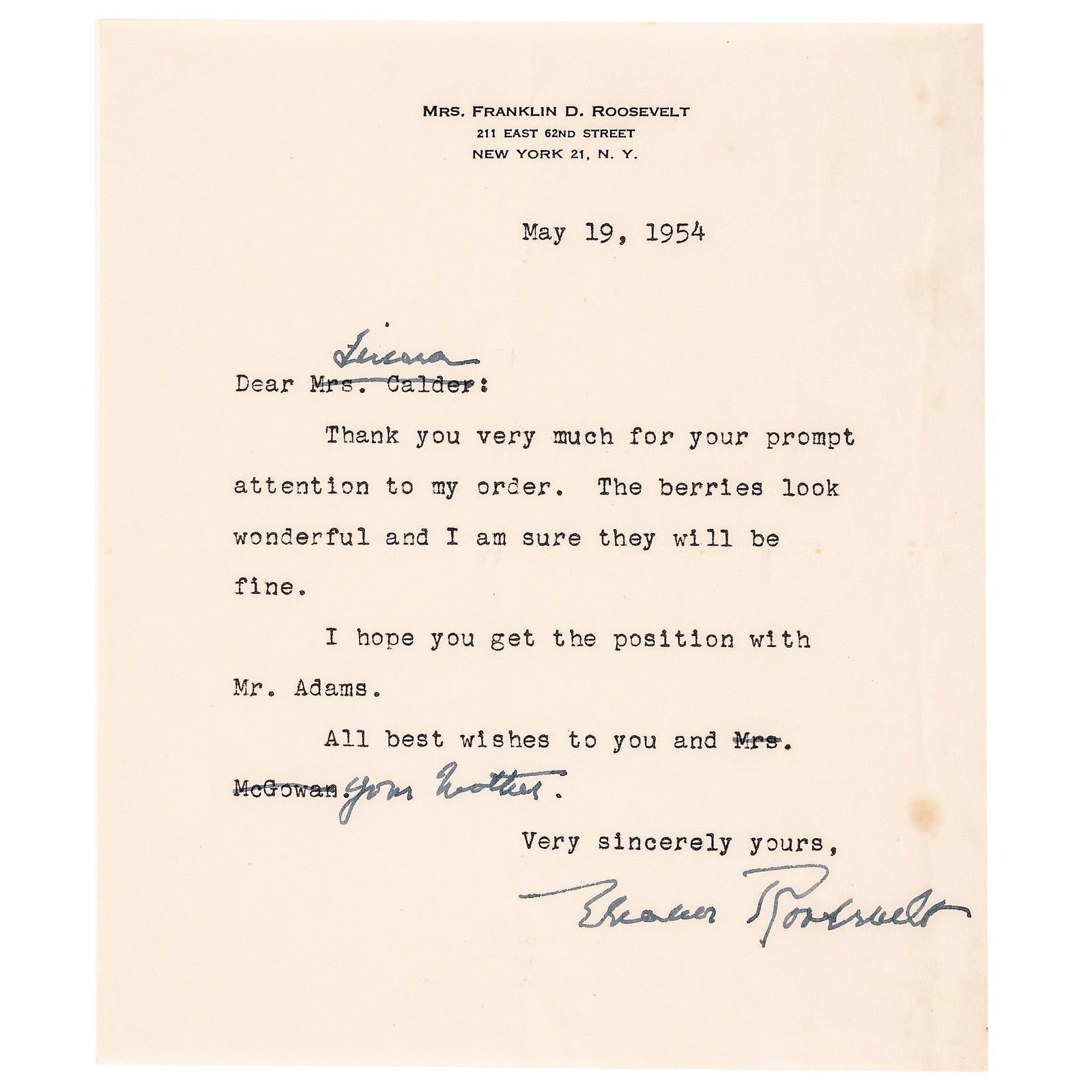 1954-DATED ELEANOR ROOSEVELT