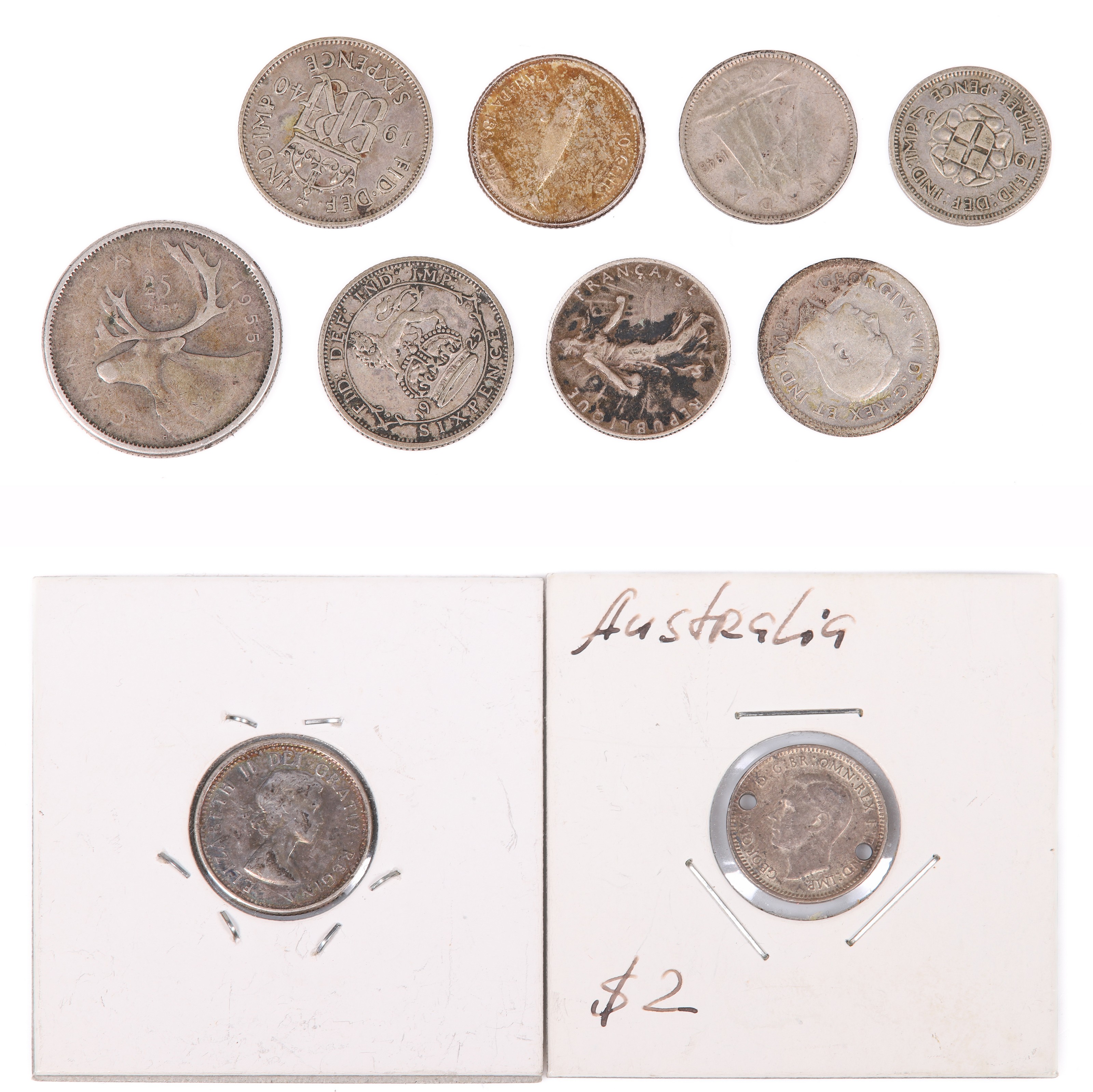 1955 Canadian silver quarter,