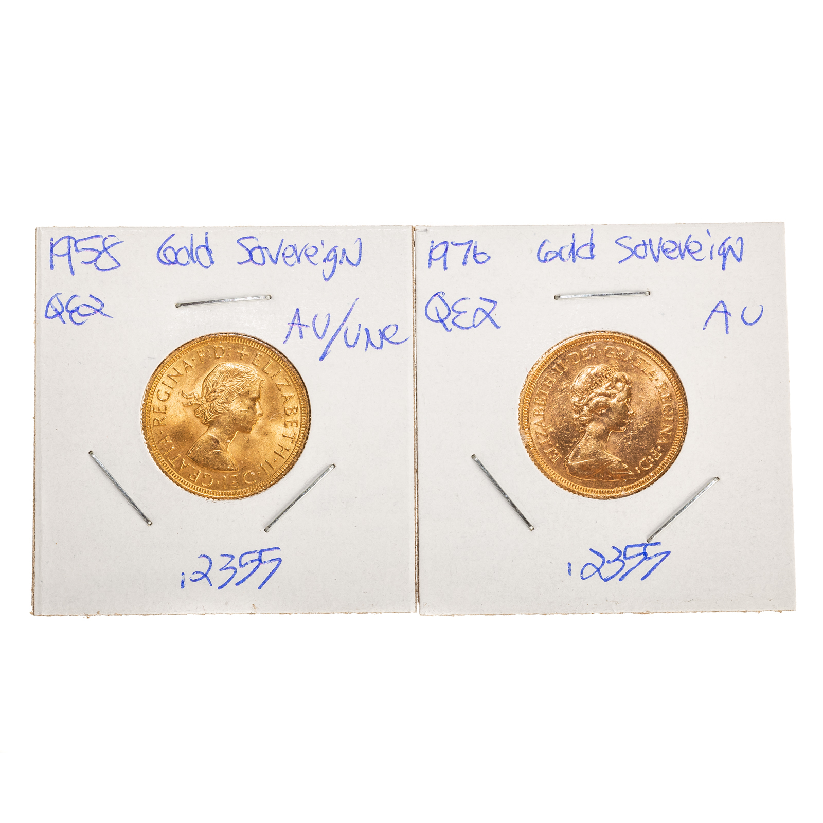 1958 & 1976 QE2 GOLD SOVEREIGNS AGW