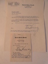 1958 JFK SIGNED LETTER & MEMOA