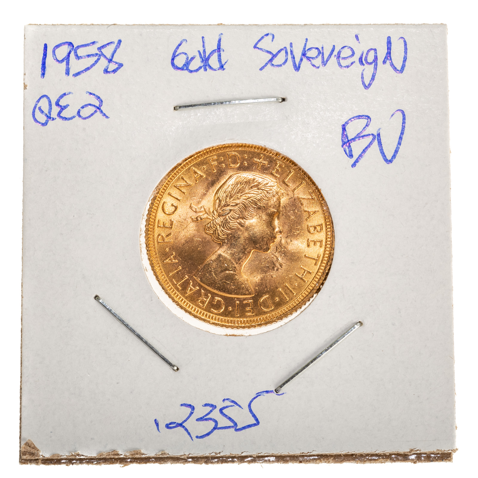 1958 QE2 GOLD SOVEREIGN, BU AGW -