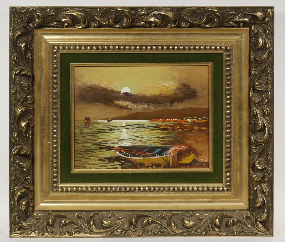 1960S ITALIAN HARBOR SCENE SIGNED
